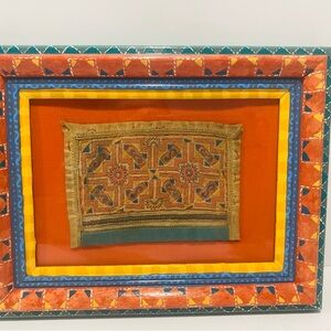 Antique Hand Stitched Multicolor Textile Framed